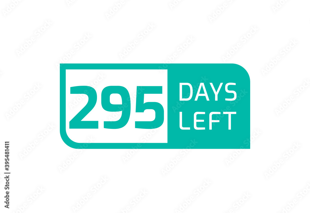 295 Days Left banner on white background, 295 Days Left to Go 295 Days Left banner on white background, 295 Days Left to Go