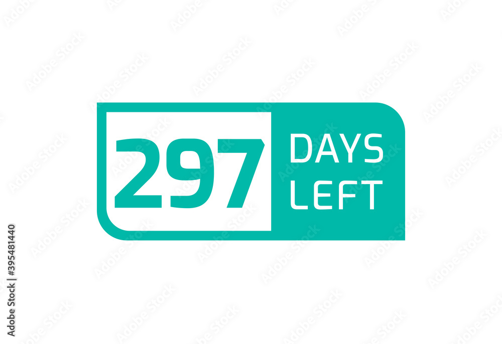 297 Days Left banner on white background, 297 Days Left to Go 297 Days Left banner on white background, 297 Days Left to Go