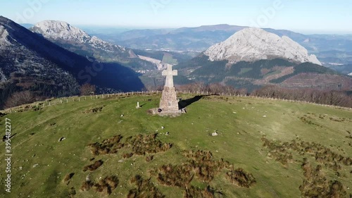stone monument in the mountains in basque country, spain photo
