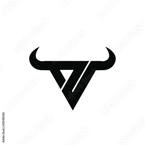 abstract letter n 2 z  triangle bull head black logo