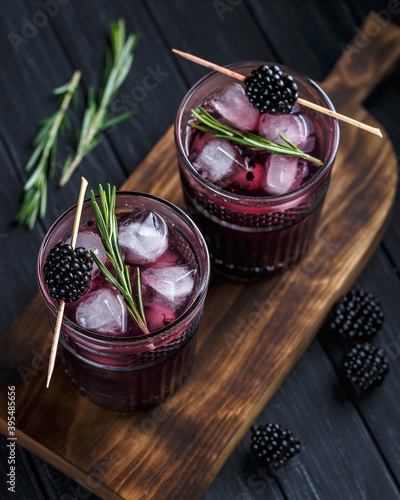 Blackberry cocktail with rosemary photo