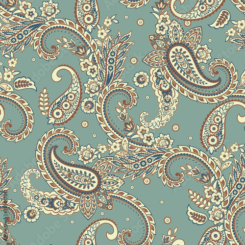 Paisley Floral oriental ethnic Pattern. Seamless Vector Ornament. Damask fabric patterns.