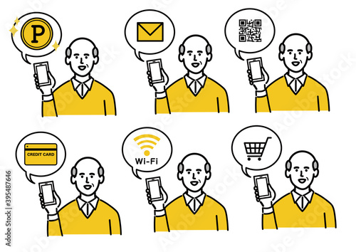 男性　シニア　ベクター　ポップ　インターネット　セット
