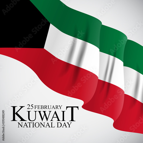 25 february  Kuwait national day  background Template design for card, banner, poster or flyer. Vector Illustration