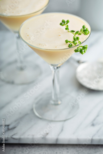 Pineapple egg white fizz cocktail with rum