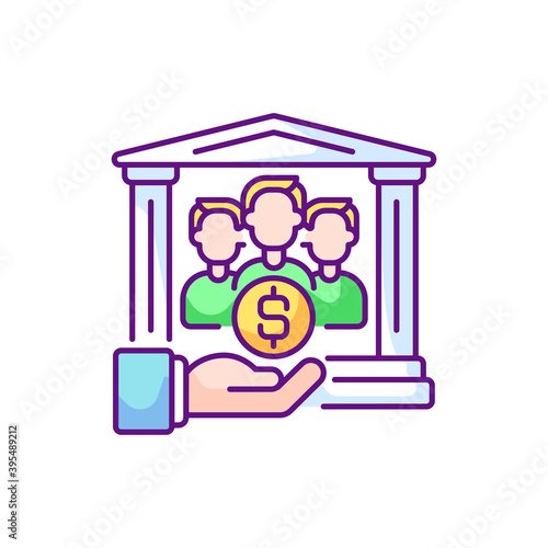 Institutional donor RGB color icon. Government organizations that give grants to companies and sometimes individuals. Isolated vector illustration