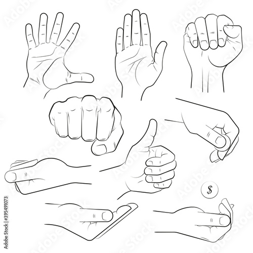 human hand with various gestures