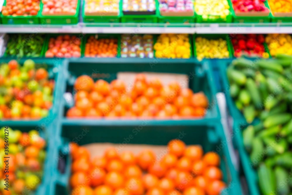 Blurred Vegetables in a Supermarket