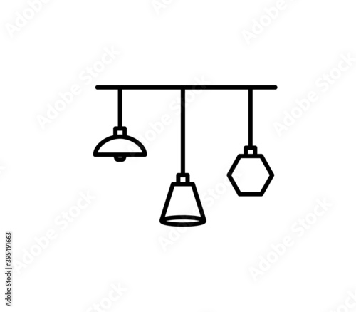 Modern loft style home decoration pendant lamp. outline icon