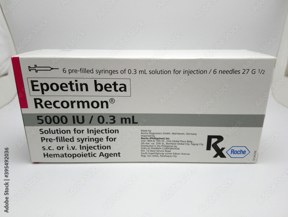 Epoetin beta Recormon 5000 IU injection in Manila, Philippines Stock