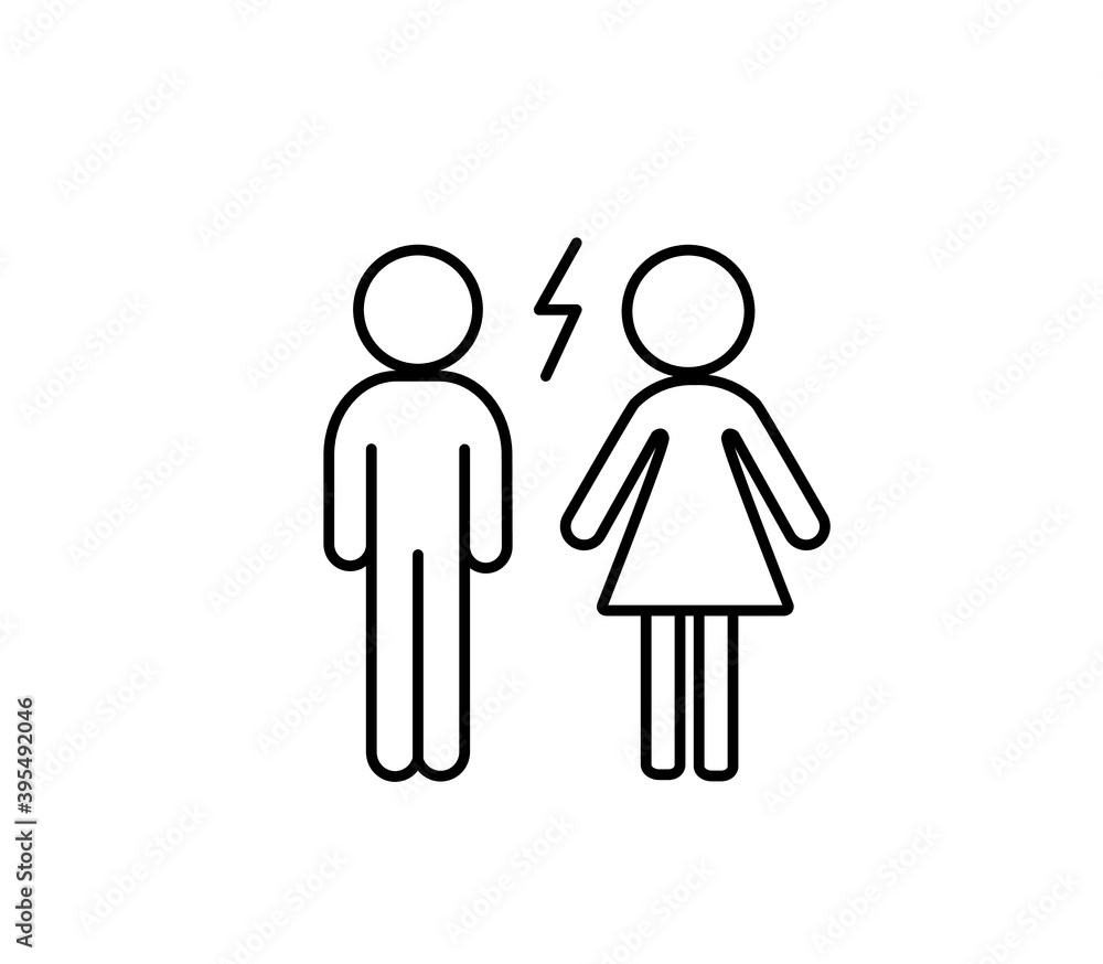 Icon of a couple, parents having quarreling, divorcing and breaking up. Icon of a couple, parents having quarreling, divorcing and breaking up.