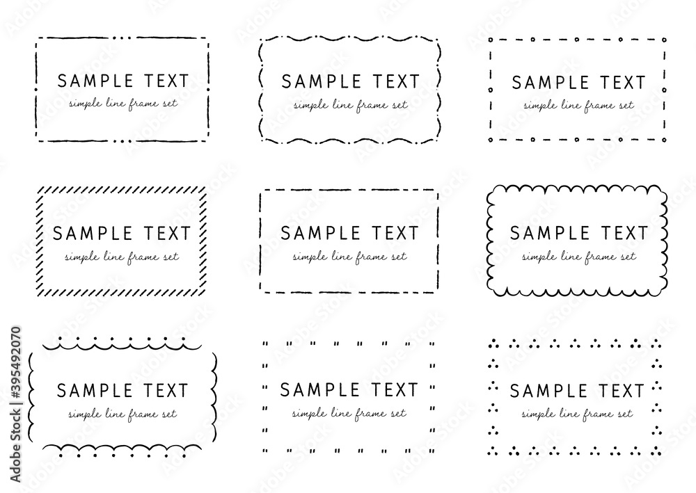 手描き風のフレーム 枠のセット イラスト 線 飾り 装飾 見出し タイトル 素材 Stock Vector Adobe Stock