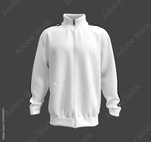 Blank white tracksuit top mockup, 3d illustration, 3d rendering photo