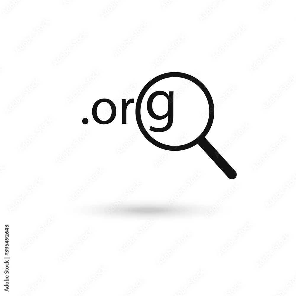 Dot Org Icon and magnifier. Domain search icon.