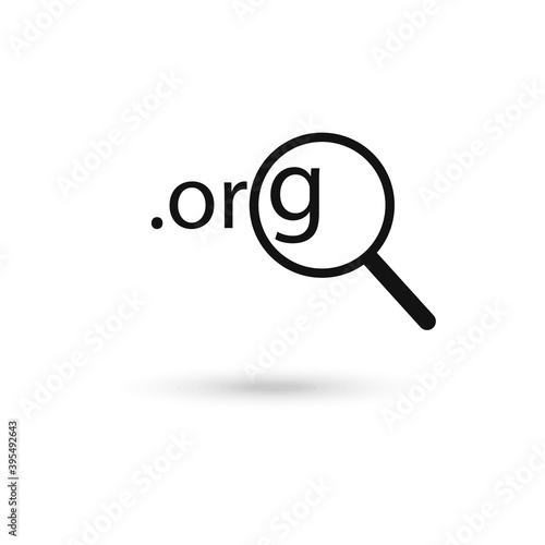 Dot Org Icon and magnifier. Domain search icon.