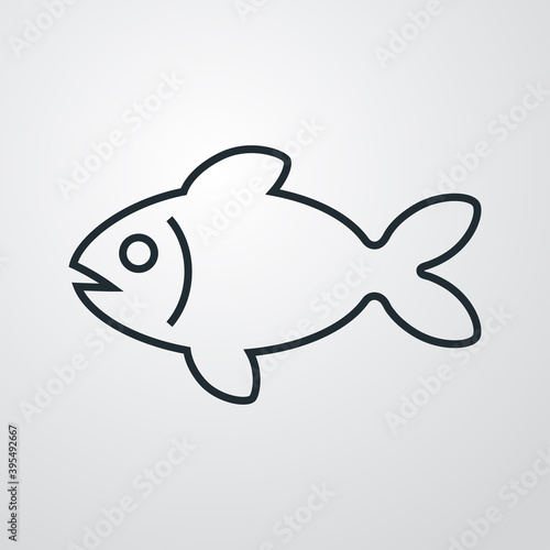 Icono silueta de pescado con lineas en fondo gris