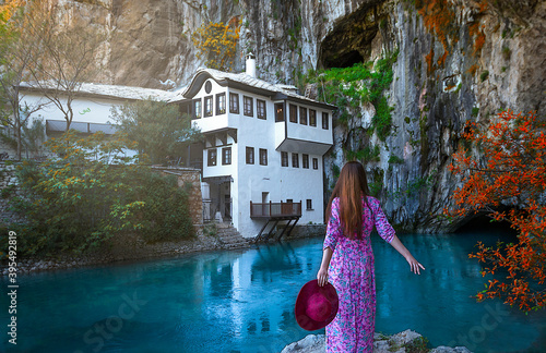 Blagaj Tekke is a lodge established in Mostar region of Bosnia and Herzegovina near the city center of Blagaj, at the source of the Buna River. photo