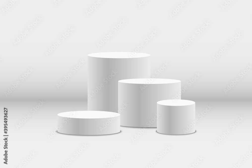 White podium or platform with spotlights. A pedestal for rewarding the winners.
White podium or platform with spotlights. A pedestal for rewarding the winners.