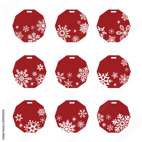 冬のタグデザイン、クリスマスプレゼントタグ、Tags vector for Winter holiday. Snowflake symbol icon layout. 