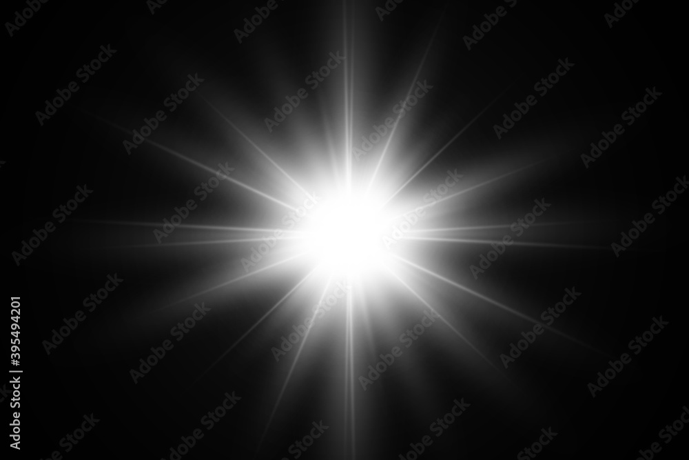 Bright beautiful star.Vector illustration of a light effect on a transparent background.	
