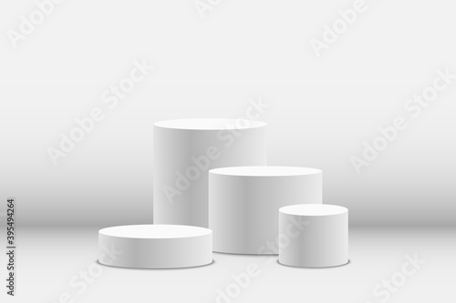 White podium or platform with spotlights. A pedestal for rewarding the winners.	
