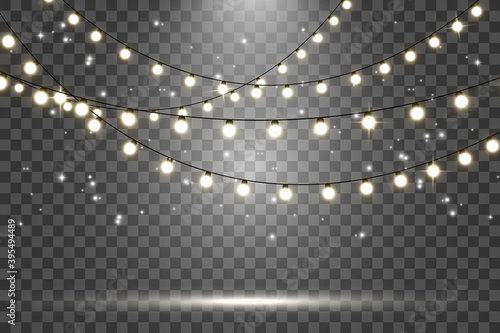 Vector illustration of a light garland on a transparent background.