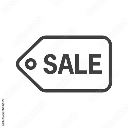 Icono simple silueta de etiqueta de precio con texto SALE en líneas de color gris
