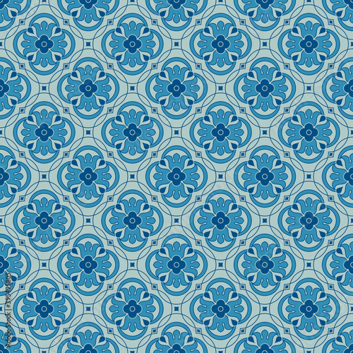Blue and gray abstract floral pattern background