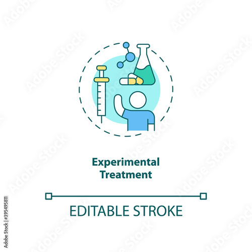 Experimental treatment concept icon. CFS cure idea thin line illustration. Implementing clinical trials. New therapeutic options. Vector isolated outline RGB color drawing. Editable stroke