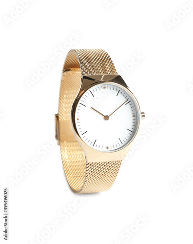 Luxury wrist watch isolated on white. Fashion accessory