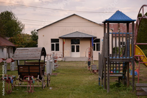 playground for children in the yard of the primary school in the village