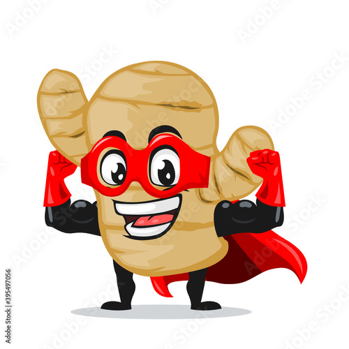 vector illustration of ginger mascot or character wearing super hero costume