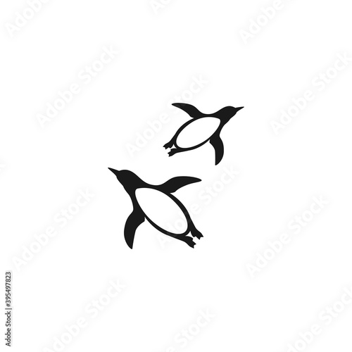 black antarctic penguins icon. standing pinguin vector illustration isolated on white.