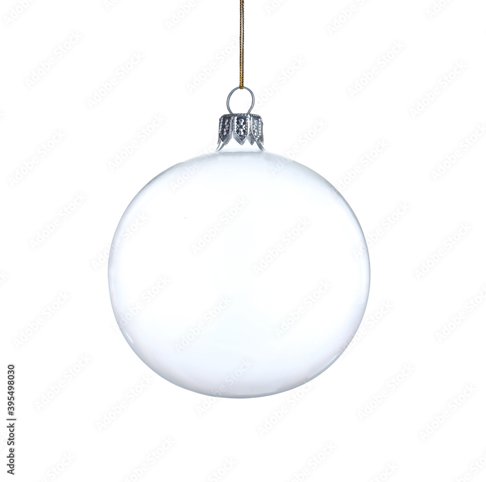 Transparent glass Christmas ball isolated on white Transparent glass Christmas ball isolated on white