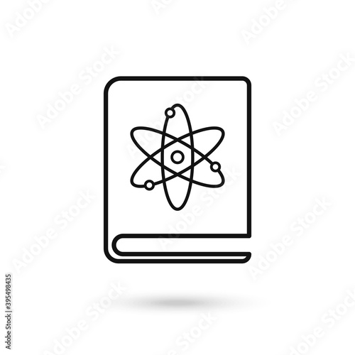 Book and atom vector icon. Vector graphics.