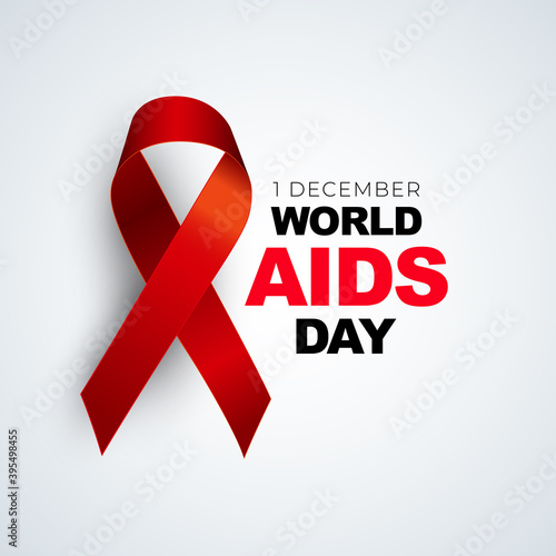 1 December World Aids Day Concept with Red Ribbon Sign. Vector illustration