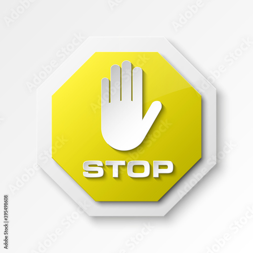 STOP palm icon, No entry icon, road sign, danger badge