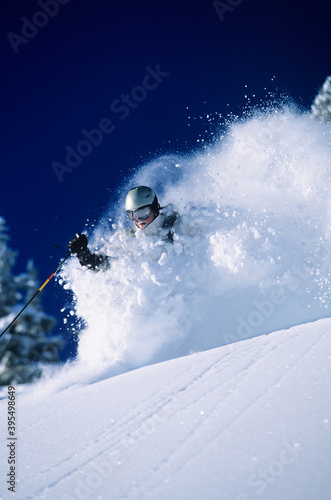 Skier In Deep Powder Snow