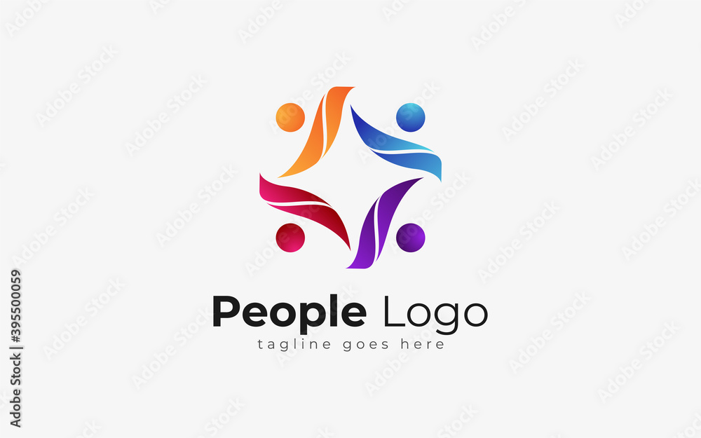 Fototapeta premium Abstract Colorful People Logo Illustration. Flat Vector Graphic Design Template.