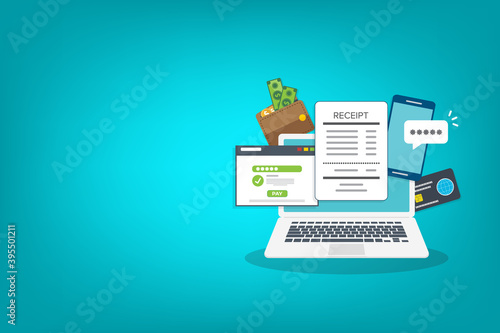 Laptop with a notification on financial transaction. Online payment concept.