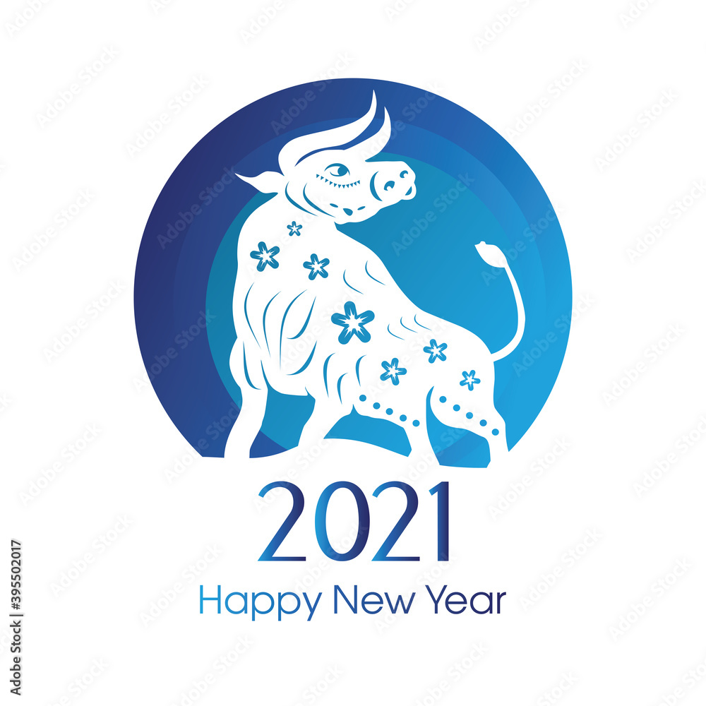 Bull New Year. Happy New Year. Chinese zodiac symbol of new 2021 year. Bull, ox, cow. Bull New Year. Happy New Year. Chinese zodiac symbol of new 2021 year. Bull, ox, cow.