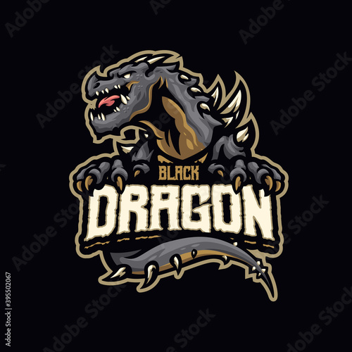 Black Dragon Mascot logo for esport and sport team