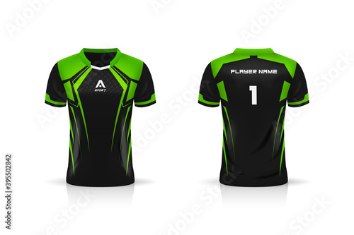 Specification Soccer Sport mockup , Esports Gaming T Shirt Jersey template. mock up uniform . Vector Illustration design