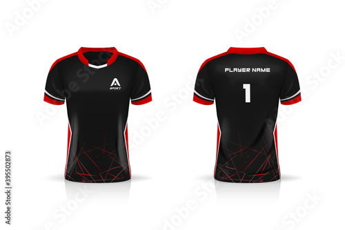 Specification Soccer Sport mockup , Esports Gaming T Shirt Jersey template. mock up uniform . Vector Illustration design