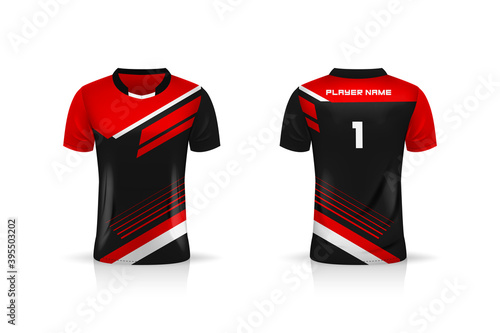 Specification Soccer Sport mockup , Esports Gaming T Shirt Jersey template. mock up uniform . Vector Illustration design