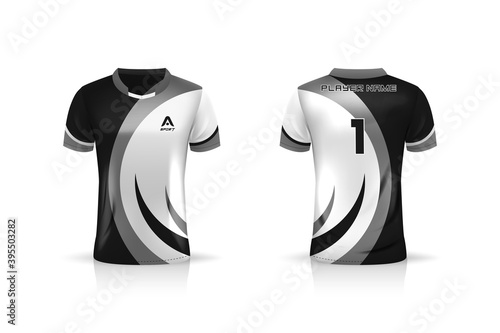 Specification Soccer Sport mockup , Esports Gaming T Shirt Jersey template. mock up uniform . Vector Illustration design