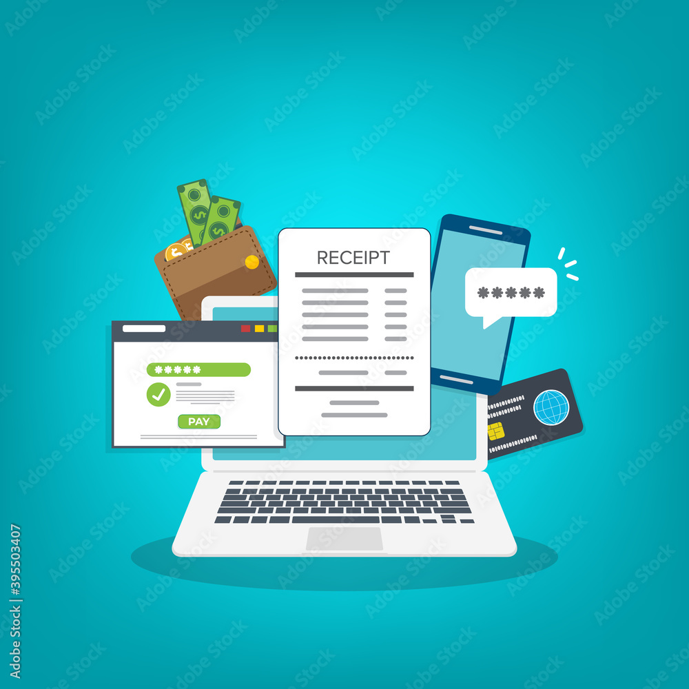 Laptop with a notification on financial transaction. Online payment concept. Laptop with a notification on financial transaction. Online payment concept.
