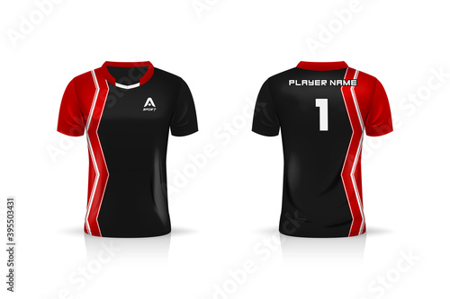 Specification Soccer Sport mockup , Esports Gaming T Shirt Jersey template. mock up uniform . Vector Illustration design