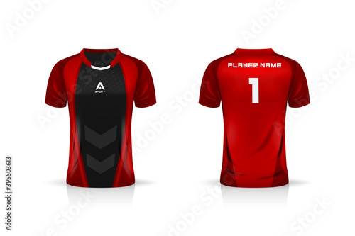 Specification Soccer Sport mockup , Esports Gaming T Shirt Jersey template. mock up uniform . Vector Illustration design