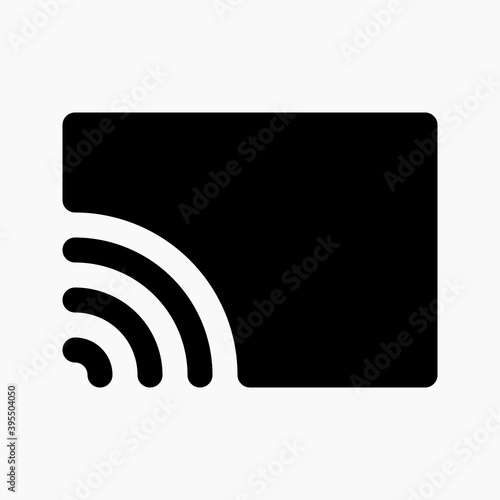 rectangle with wireless signal for wireless screen icon.